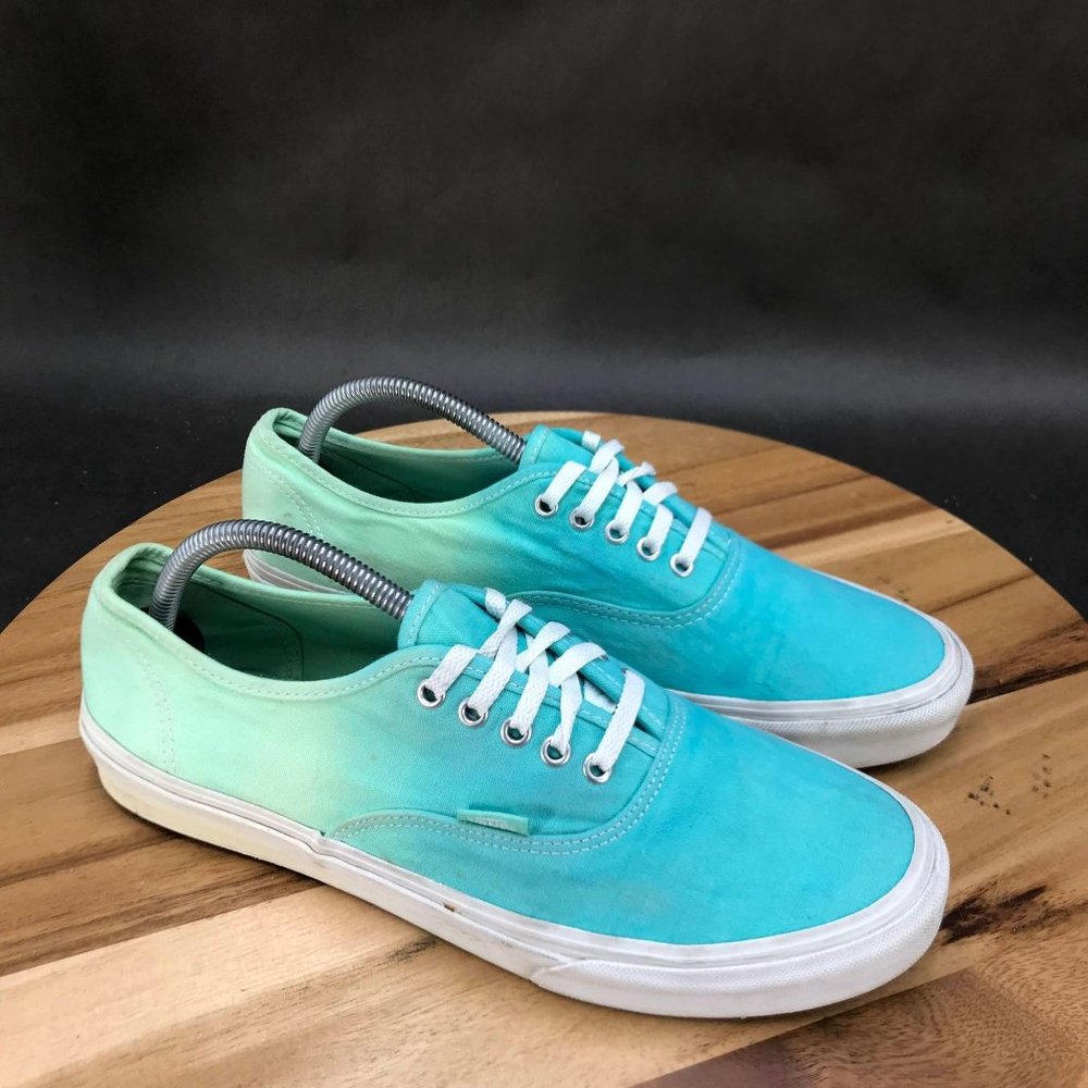 Vans Authentic Blue Gradient Fade Canvas Skate Shoes Low Top Lace Up Womens 11